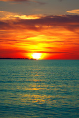 sunset on the sea.