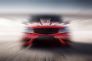 Red sport car motion blur speed background