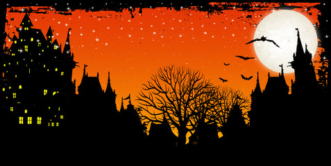 ハロウィン　夜空　背景