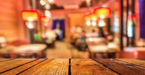 blur image of restaurant or food center with light bokeh foy bac