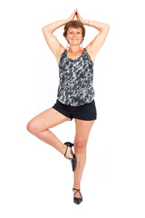 Fototapeta premium Beautiful woman doing different expressions in different sets of clothes: yoga