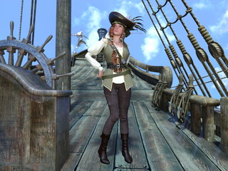 Naklejka premium Kobiecy pirat