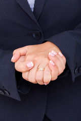 Obraz premium Public speaker making hand gesture