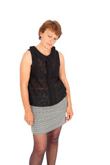 Beautiful woman doing different expressions in different sets of clothes: sad