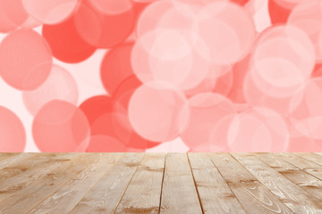 Wooden table with abstract background