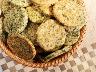 Homemade biscuits with spinach