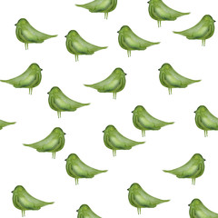 pattern with watercolor silhouette of birds