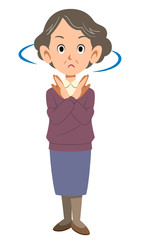 老婦人の拒否の仕草