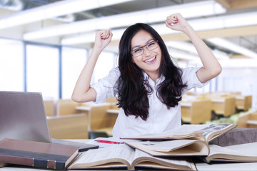 Carefree student celebrate back to school in class