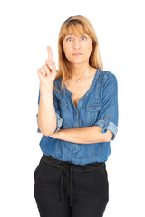 Obraz premium Beautiful businesswoman doing different expressions in different sets of clothes: idea