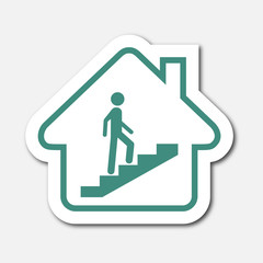 Logo maison et escalier.