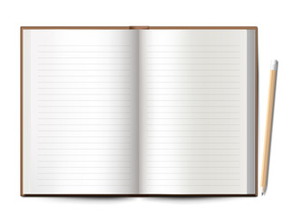 notebook with pencil vector