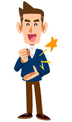 私服の男性が納得する