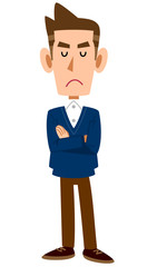 私服の男性が腕組みする