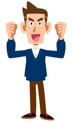 私服の男性が張り切る