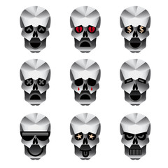 Happy skull emotion icons set