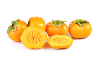  persimmons on white background
