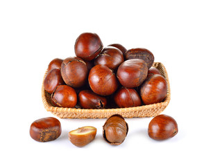 Roasted Chestnut on white background
