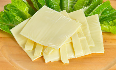 cheese slices on white background