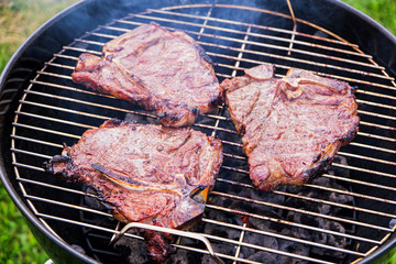 Fried Steaks on a Grill