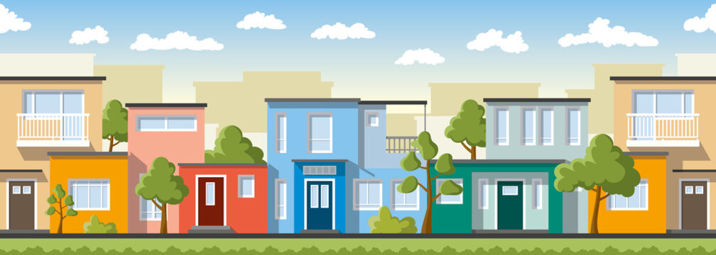 Modern colorful houses, also usable as a continuous background