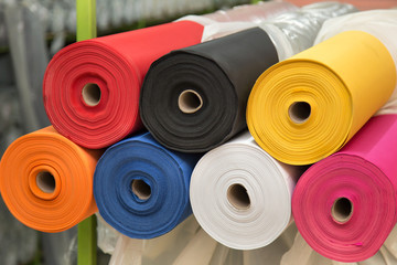 Colorful material fabric rolls - texture samples