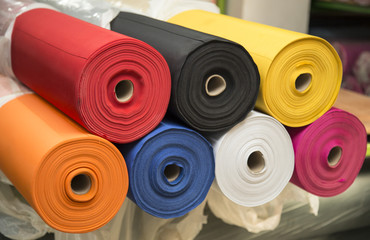 Colorful material fabric rolls - texture samples
