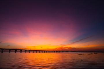 sunset and bridge