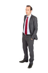 Handsome businessman doing different expressions in different sets of clothes: posing