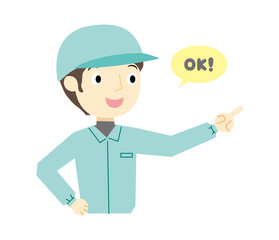 指差し確認をする作業員男性