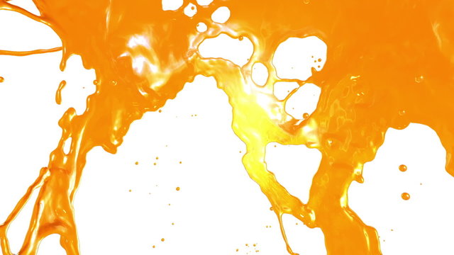 Fresh Orange Juice flow. Super Slow motion.