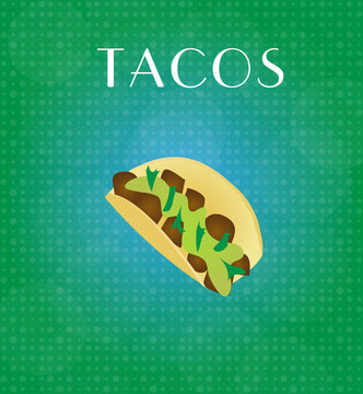 Food Menu Tacos with Green & Blue Background EPS10