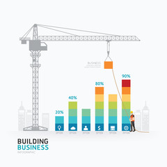 Infographic business graph template design.building to success 