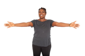 Beautiful black woman doing different expressions in different sets of clothes