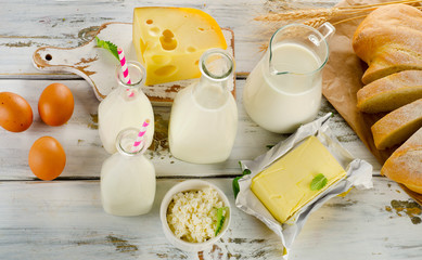 Dairy products, bread and eggs