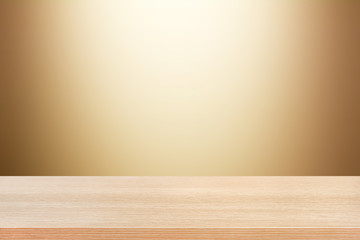 Wood table top on gradient brown abstract background