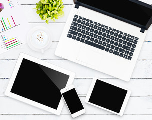 business device on workspace desk