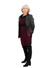 Beautiful woman doing different expressions in different sets of clothes: posing