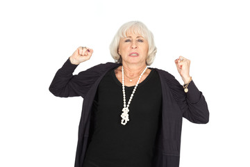 Beautiful woman doing different expressions in different sets of clothes: wake up