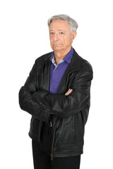 Handsome man doing different expressions in different sets of clothes: arms crossed