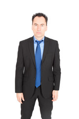 Handsome businessman doing different expressions in different sets of clothes: anger