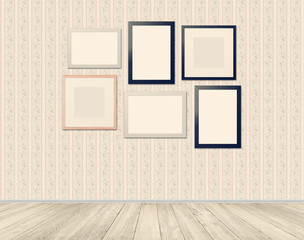 living room with different picture frames