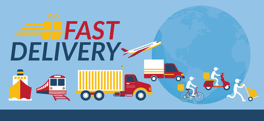 Delivery Vehicles and Service Worldwide, Shipping, Transport, Order, Service, Fast and Free