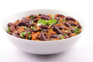 Kidney bean curry dish with spicy gravy.