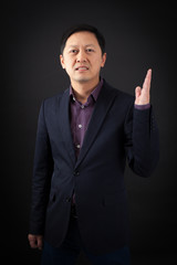 handsome man doing different expressions in different sets of clothes: be careful