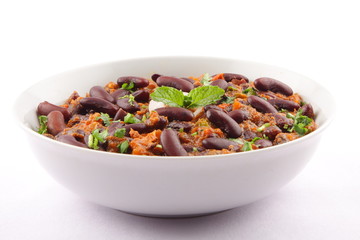Indian cuisine Rajma or kidney bean curry dish with spicy gravy.