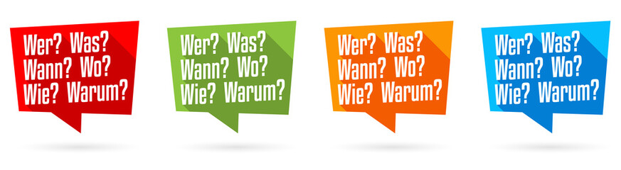 W-Fragen: wer, wie, was, wo, wann, warum - obrazy, fototapety, plakaty