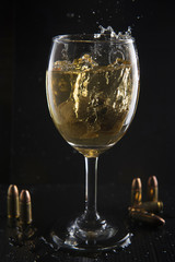 Alcohol causes of crime and accidents. skull model.