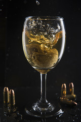 Alcohol causes of crime and accidents. skull model.