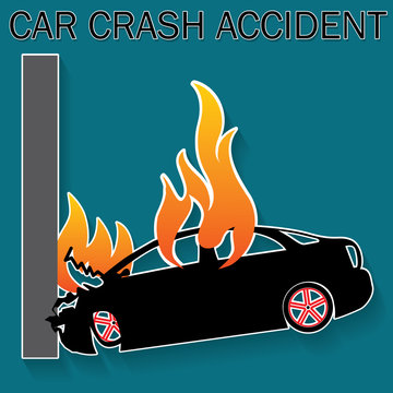 Burning car carsh